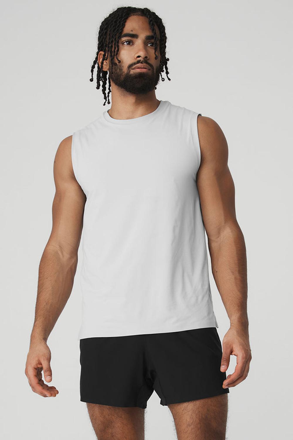 Camiseta Sin Mangas Running Alo Yoga Idol Performance Hombre Titanium | España  JPFY-39027