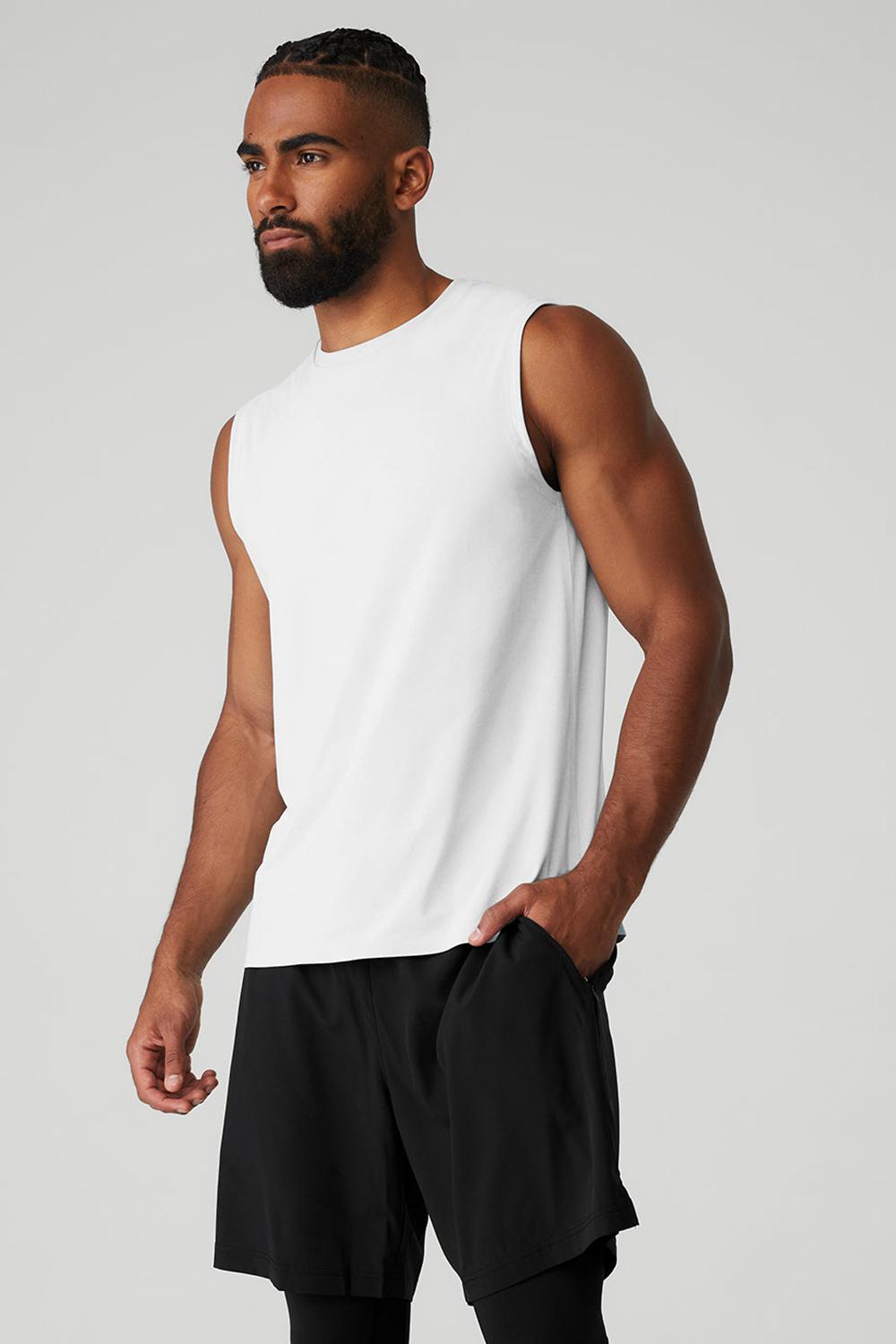 Camiseta Sin Mangas Running Alo Yoga Idol Performance Hombre Blancas | España  MFST-04726