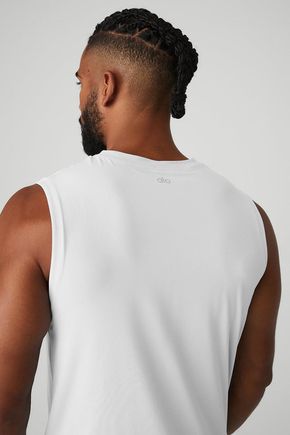 Camiseta Sin Mangas Running Alo Yoga Idol Performance Hombre Blancas | España  MFST-04726