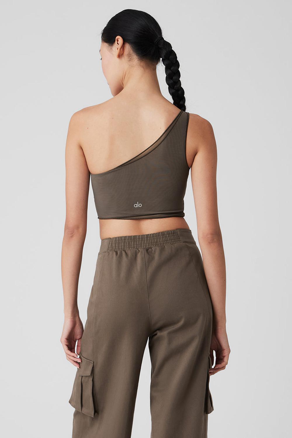 Camiseta Sin Mangas Running Alo Yoga Mesh Sheer Illusion Mujer Verde Oliva | España  NMDG-95184