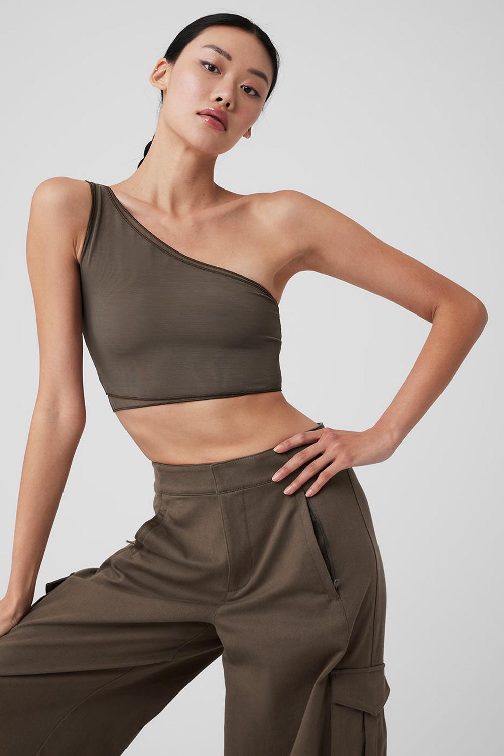 Camiseta Sin Mangas Running Alo Yoga Mesh Sheer Illusion Mujer Verde Oliva | España  NMDG-95184