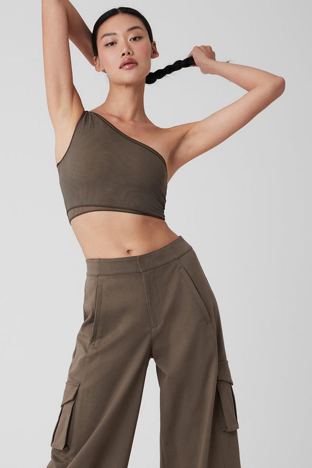 Camiseta Sin Mangas Running Alo Yoga Mesh Sheer Illusion Mujer Verde Oliva | España  NMDG-95184