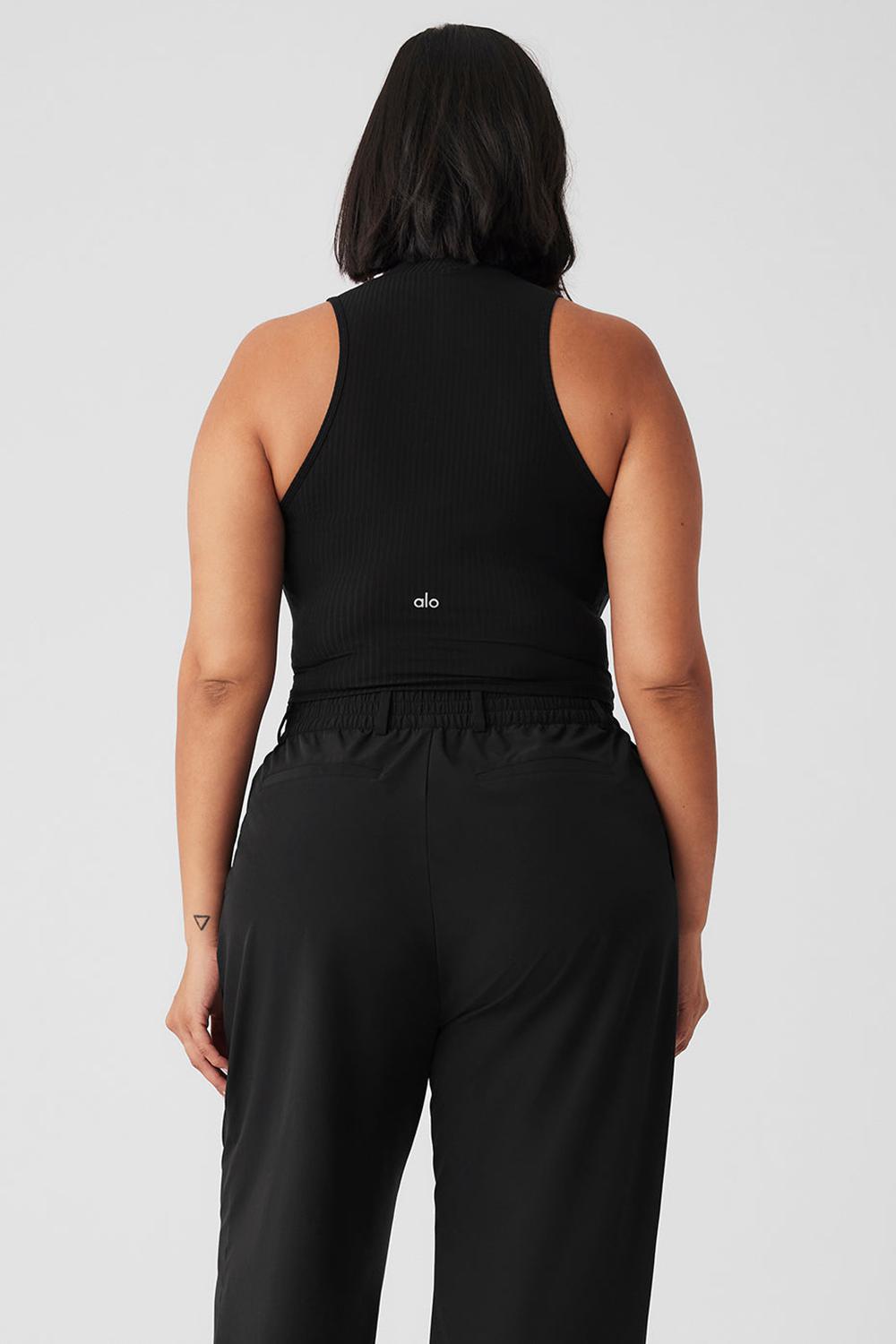 Camiseta Sin Mangas Running Alo Yoga Ribbed Sea Coast Cropped Turtleneck Mujer Negras | España  TNPQ-69854