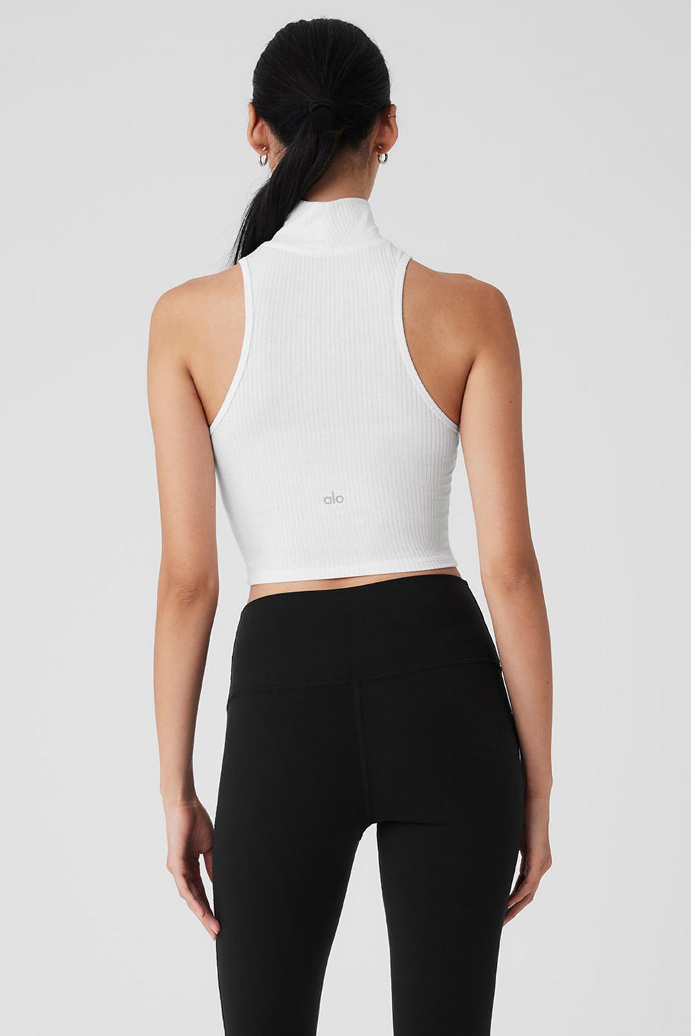 Camiseta Sin Mangas Running Alo Yoga Ribbed Sea Coast Cropped Turtleneck Mujer Blancas | España  EFAK-29451