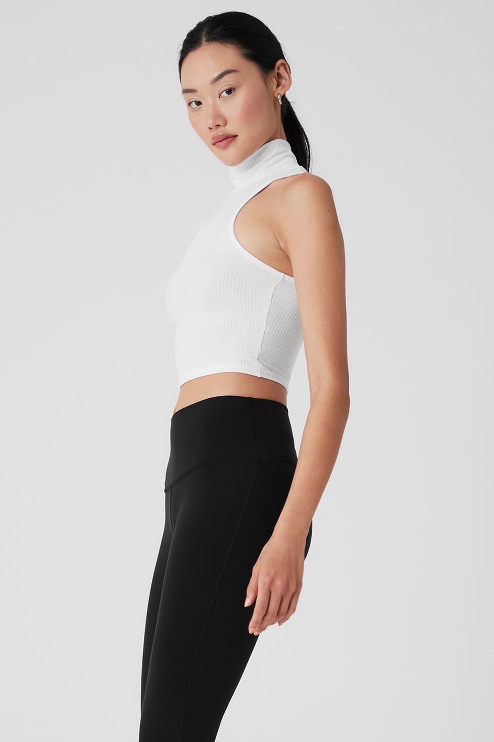 Camiseta Sin Mangas Running Alo Yoga Ribbed Sea Coast Cropped Turtleneck Mujer Blancas | España  EFAK-29451
