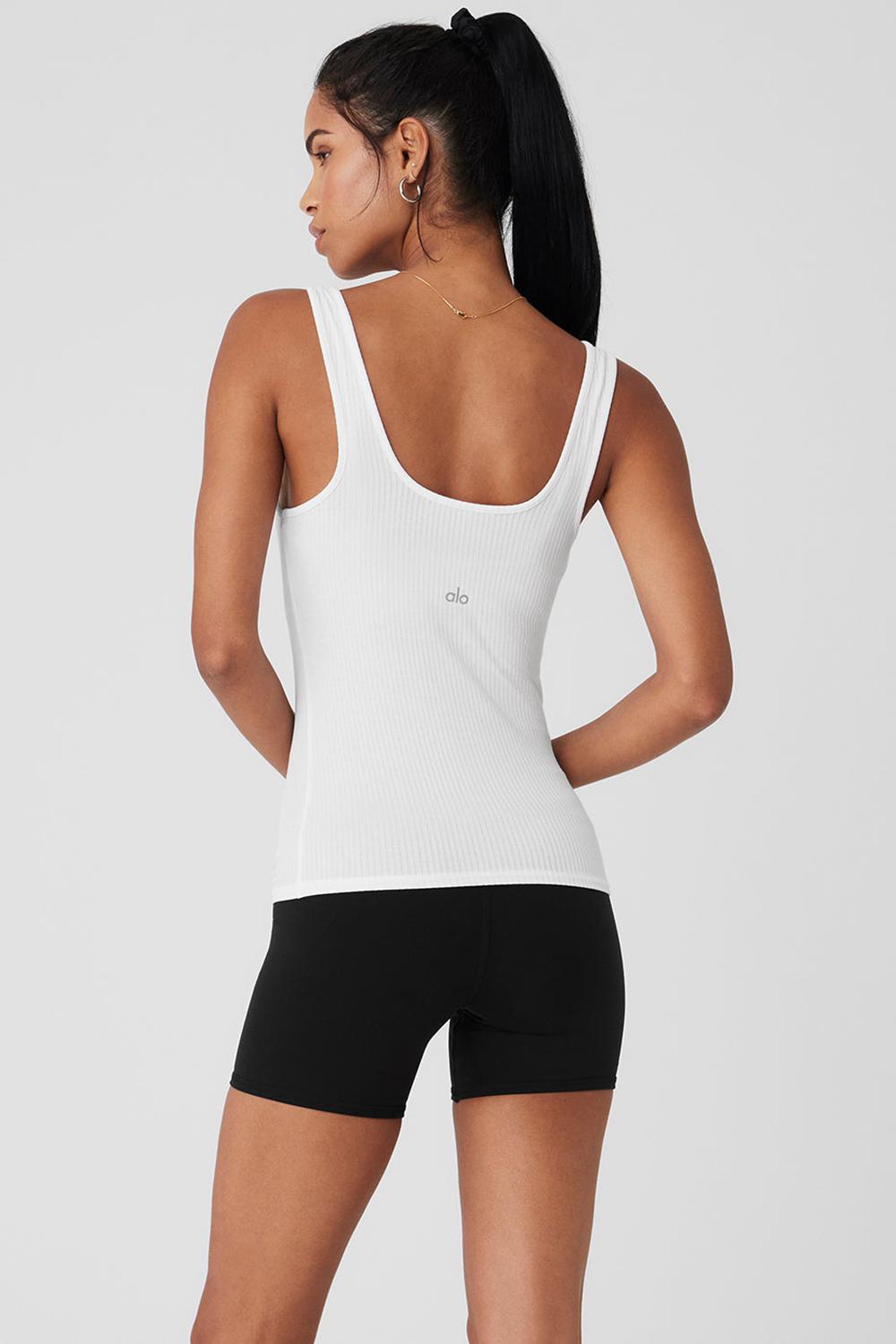 Camiseta Sin Mangas Running Alo Yoga Ribbed Sea Coast Scoop Neck Mujer Blancas | España  XOBQ-08452
