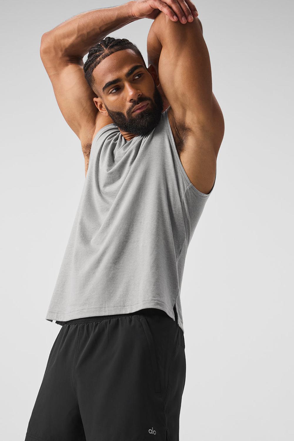 Camiseta Sin Mangas Running Alo Yoga The Triumph Muscle Hombre Gris | España  LMBK-85032