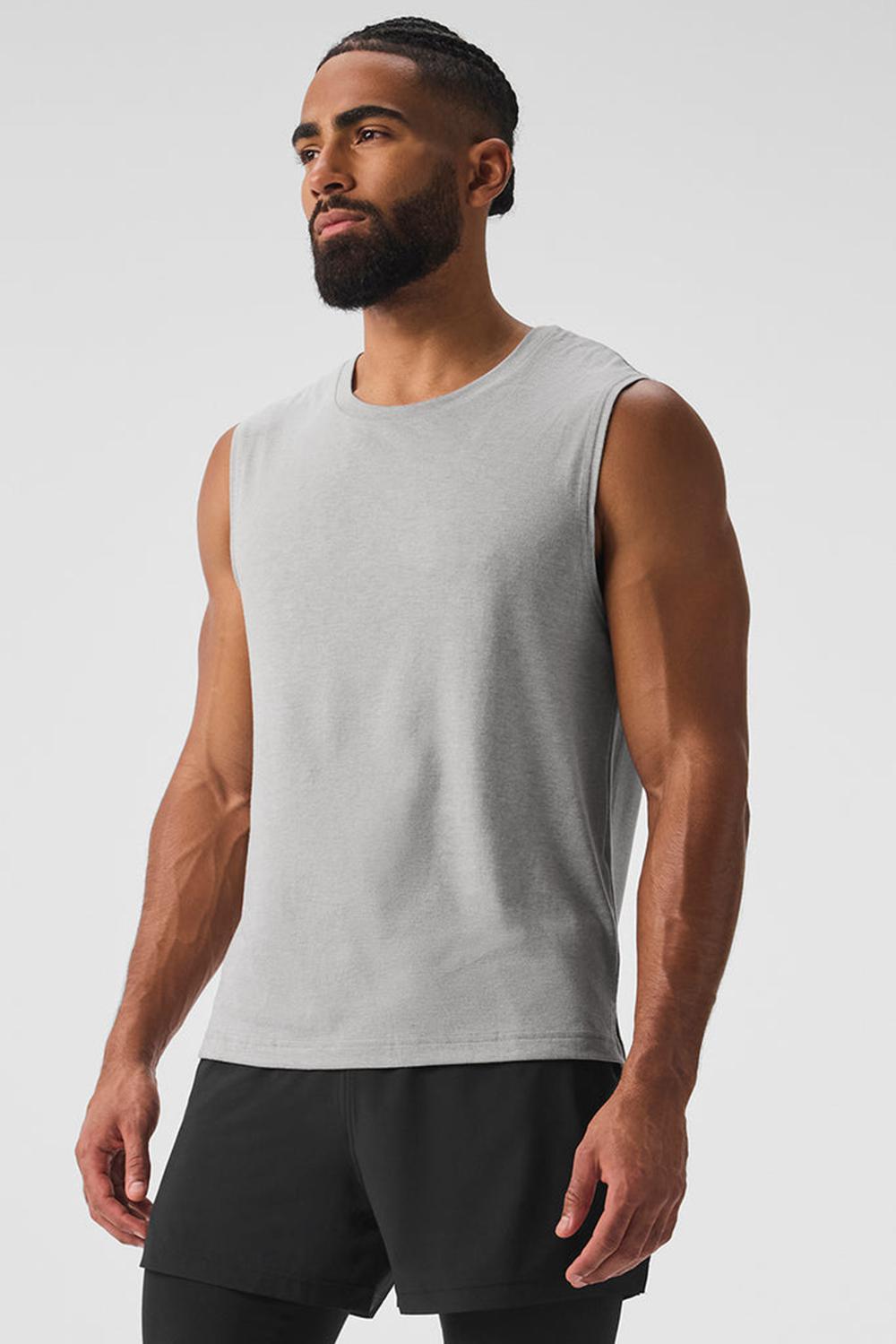 Camiseta Sin Mangas Running Alo Yoga The Triumph Muscle Hombre Gris | España  LMBK-85032