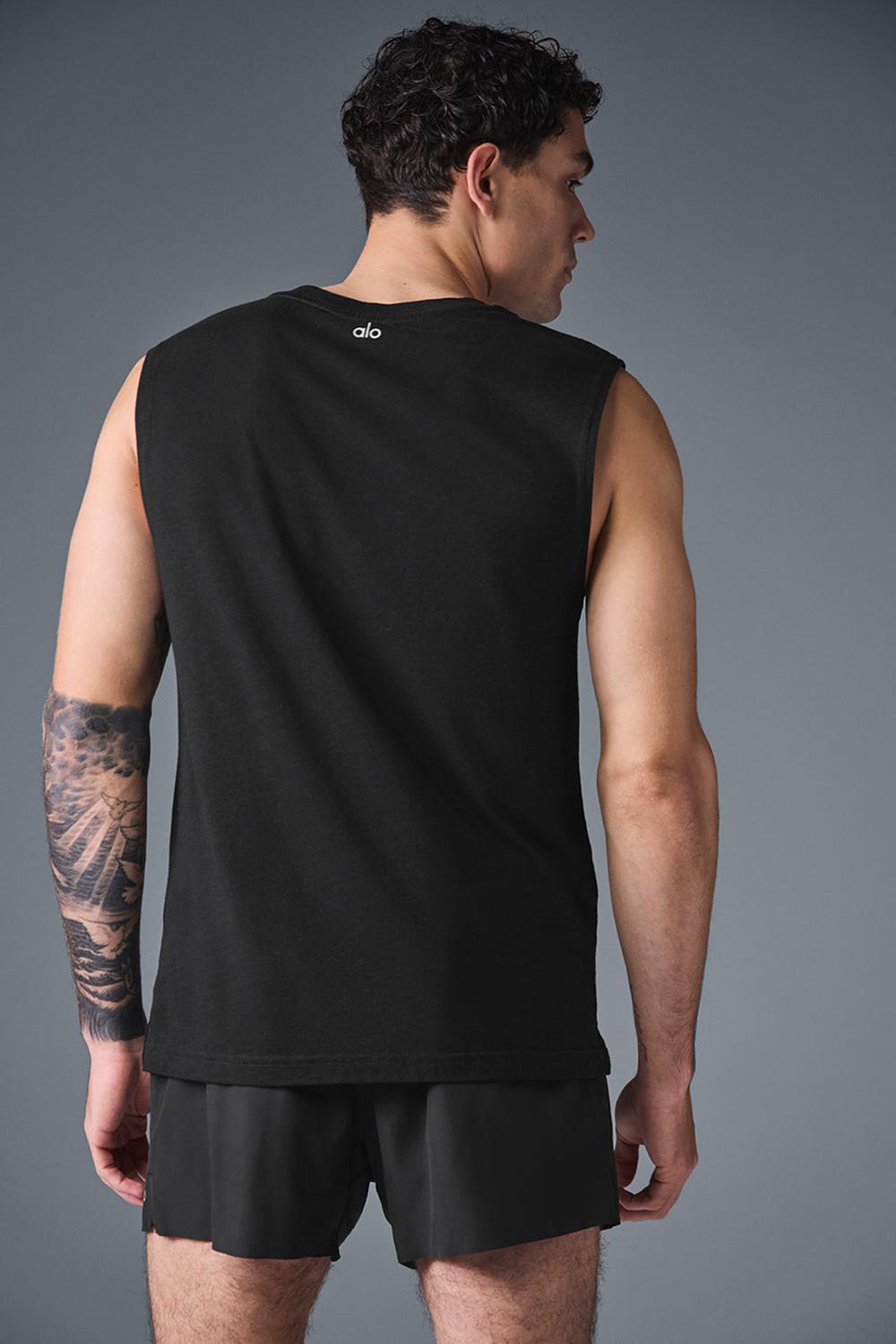 Camiseta Sin Mangas Running Alo Yoga The Triumph Muscle Hombre Negras | España  LQAC-46358