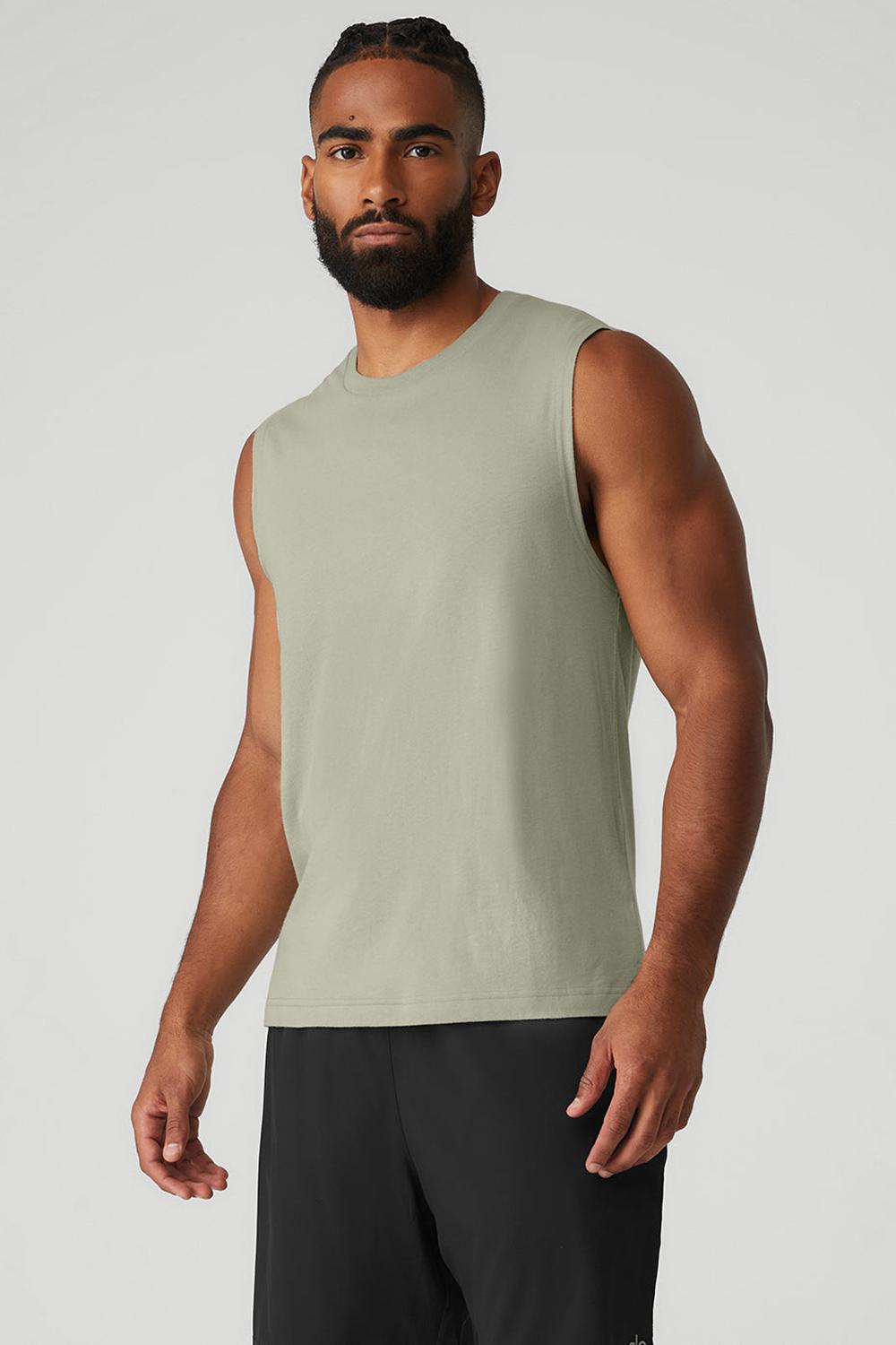 Camiseta Sin Mangas Running Alo Yoga The Triumph Muscle Hombre Limestone | España  YZKT-46920