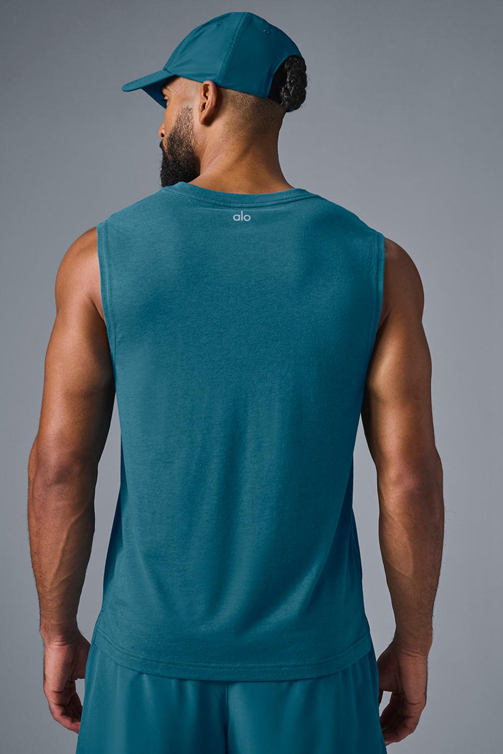 Camiseta Sin Mangas Running Alo Yoga The Triumph Muscle Hombre Oceanic Teal | España  JLNM-39785