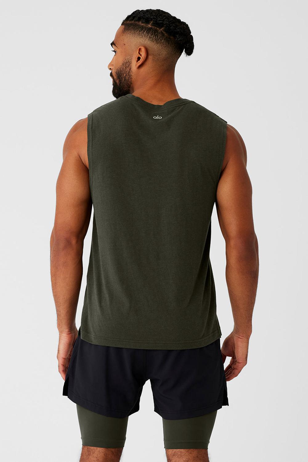 Camiseta Sin Mangas Running Alo Yoga The Triumph Muscle Hombre Verde | España  DAFH-26907