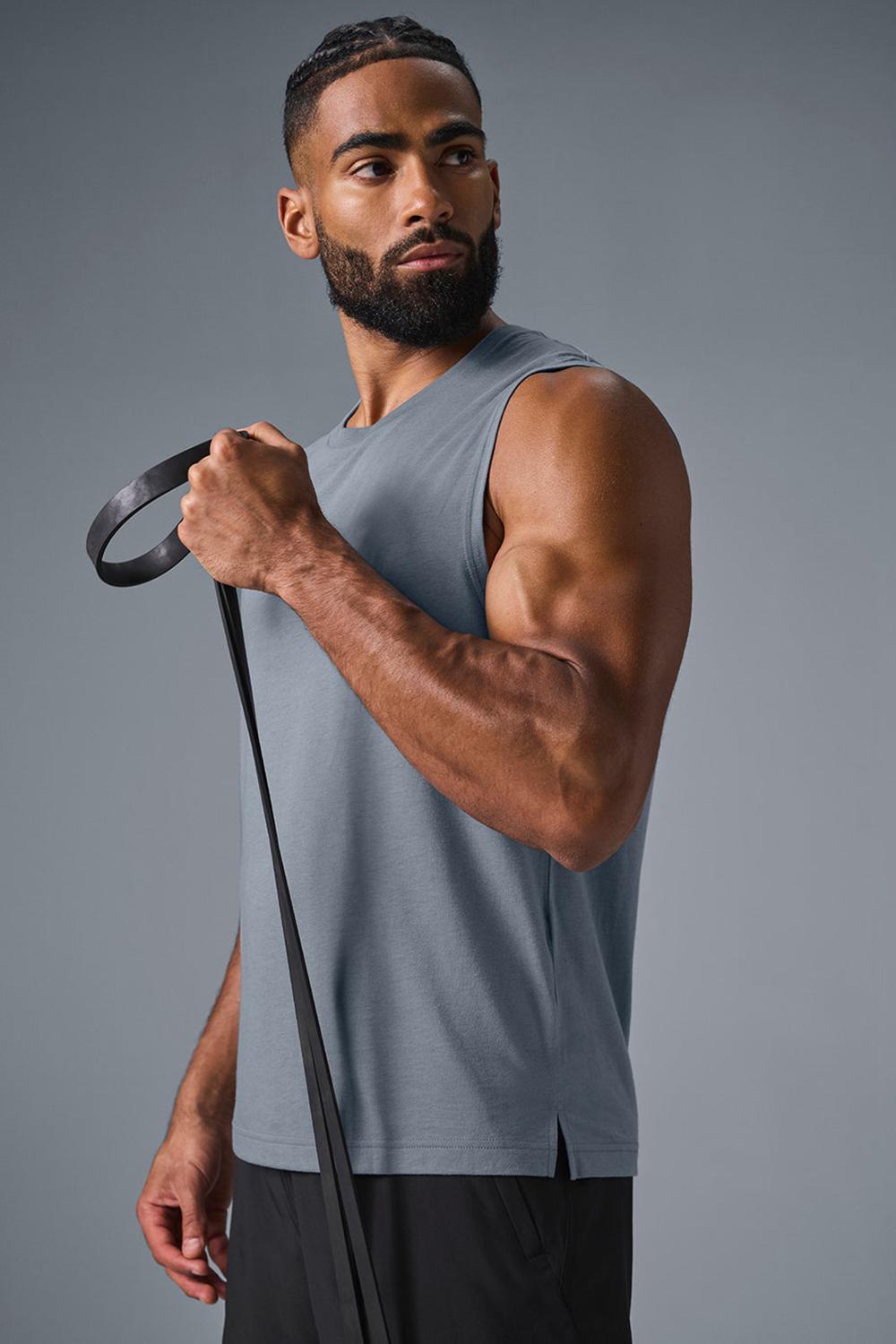 Camiseta Sin Mangas Running Alo Yoga The Triumph Muscle Hombre Gris | España  WUTO-94137