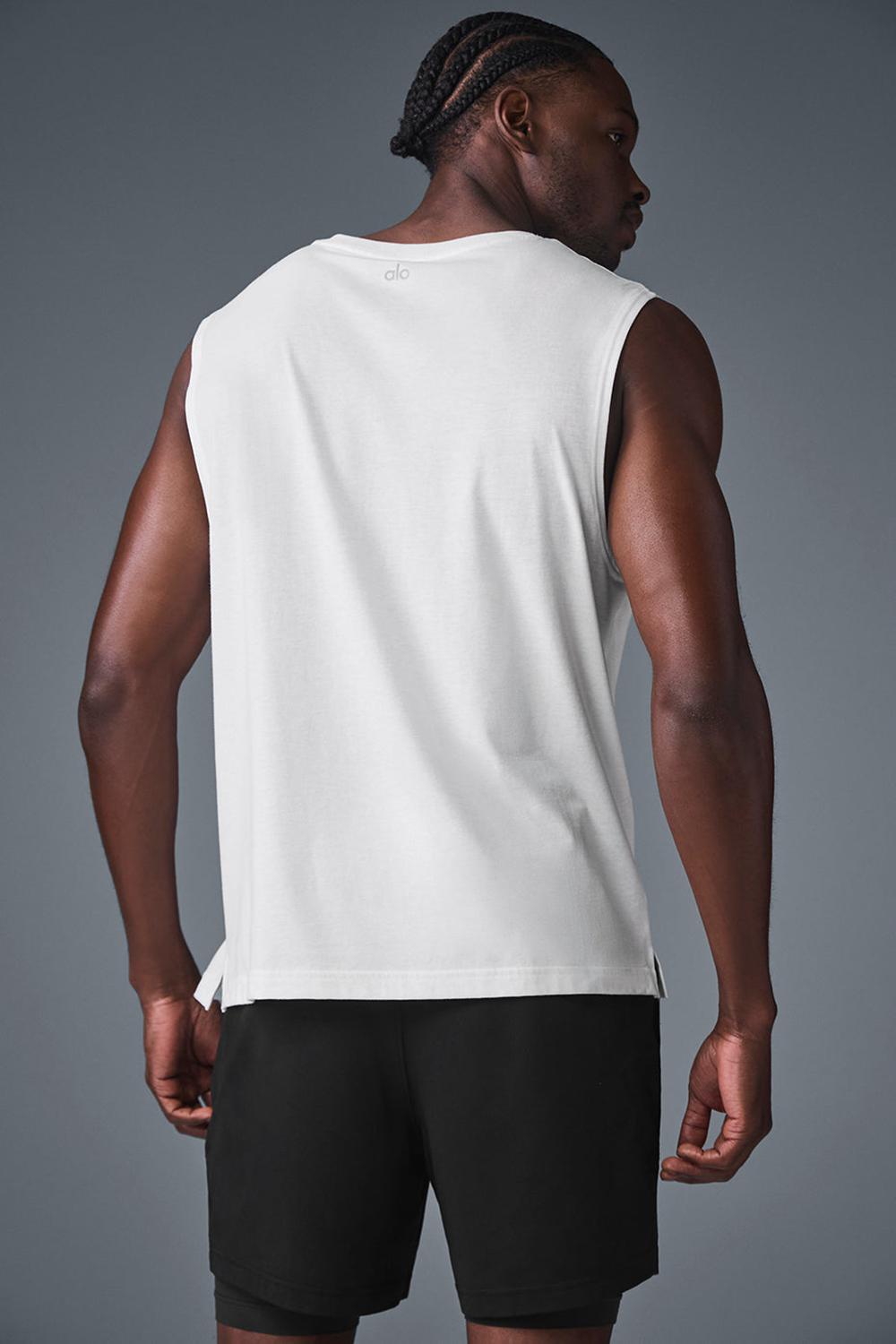 Camiseta Sin Mangas Running Alo Yoga The Triumph Muscle Hombre Blancas | España  SXOG-83976