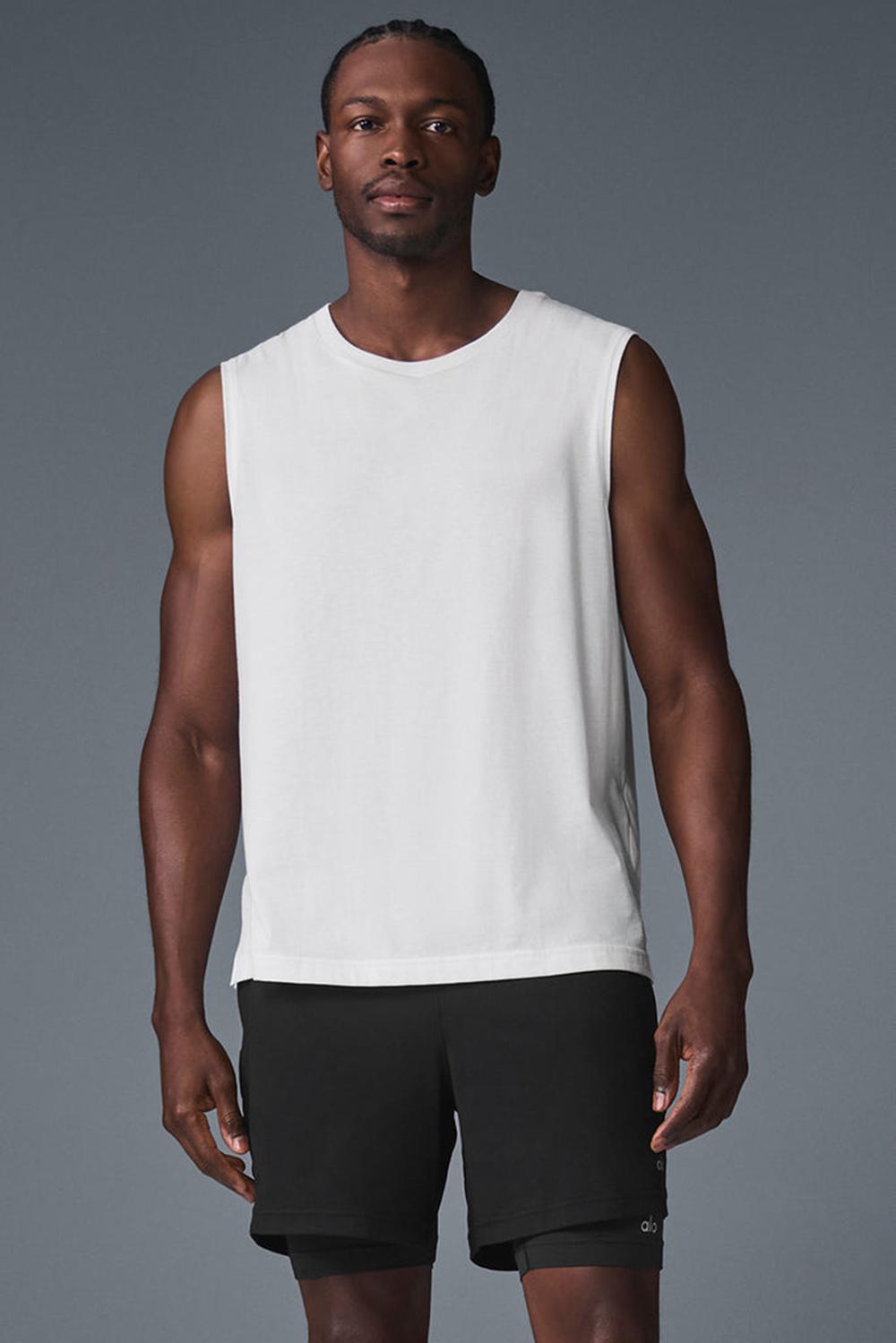 Camiseta Sin Mangas Running Alo Yoga The Triumph Muscle Hombre Blancas | España  SXOG-83976