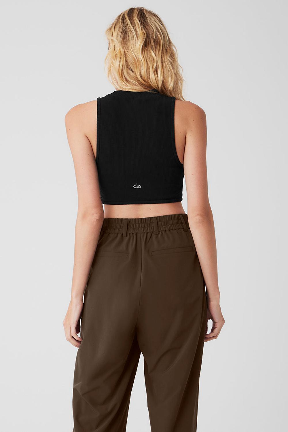 Camiseta Sin Mangas Running Alo Yoga Wellness Rib Flaunt Mujer Negras | España  WIPO-28763
