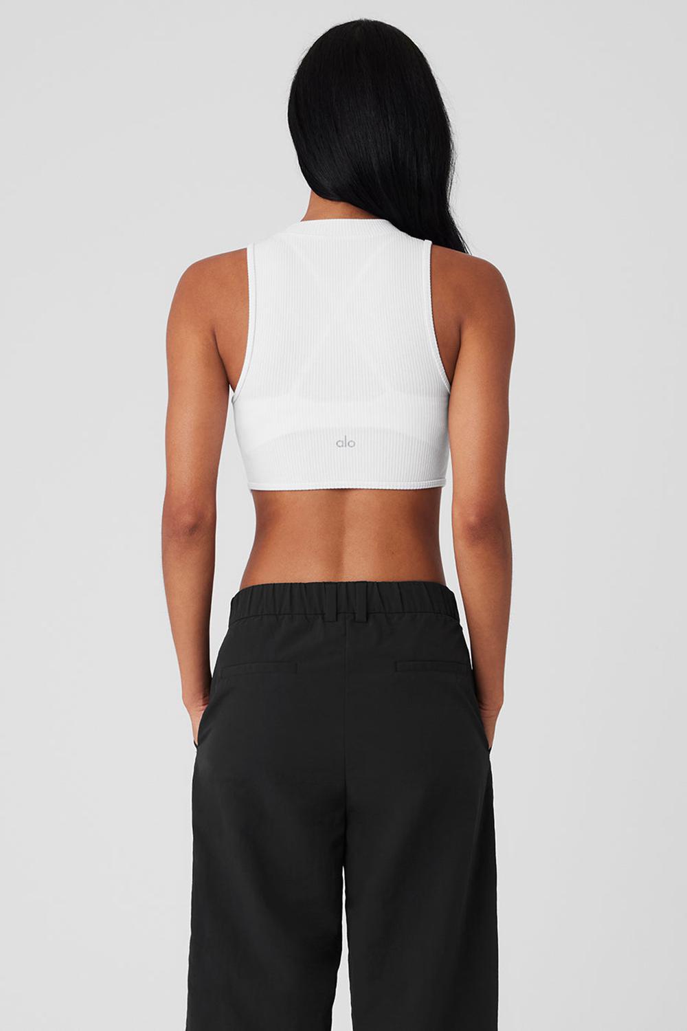 Camiseta Sin Mangas Running Alo Yoga Wellness Rib Flaunt Mujer Blancas | España  BWTV-23859