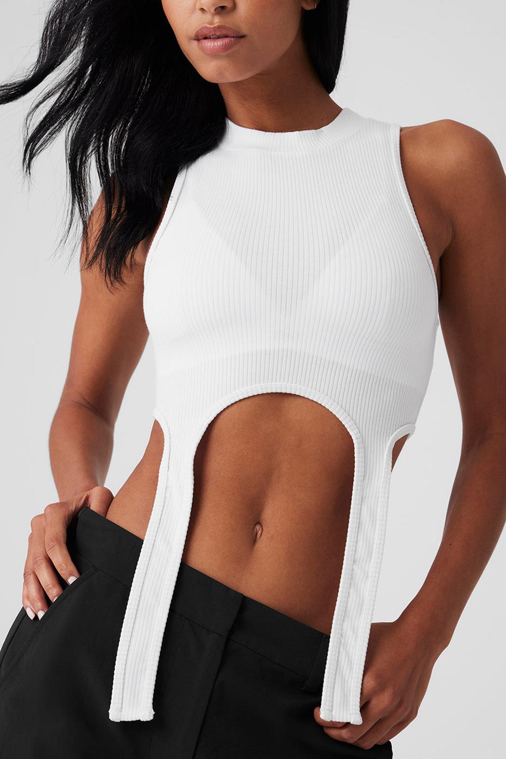 Camiseta Sin Mangas Running Alo Yoga Wellness Rib Flaunt Mujer Blancas | España  BWTV-23859