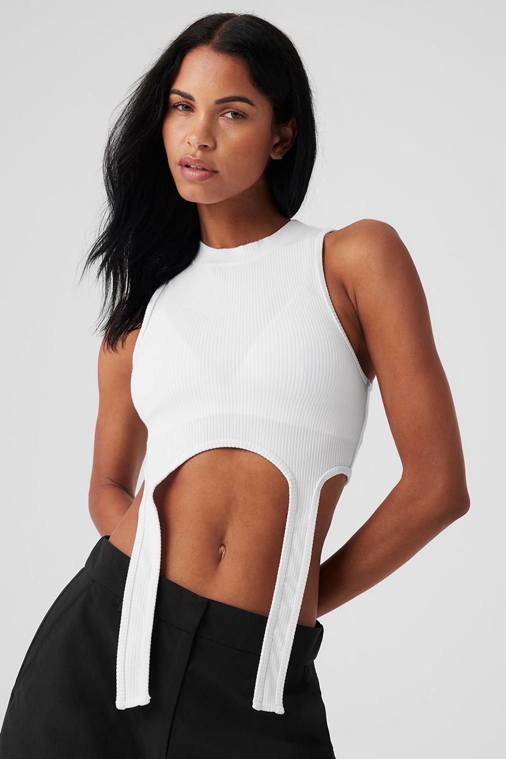 Camiseta Sin Mangas Running Alo Yoga Wellness Rib Flaunt Mujer Blancas | España  BWTV-23859