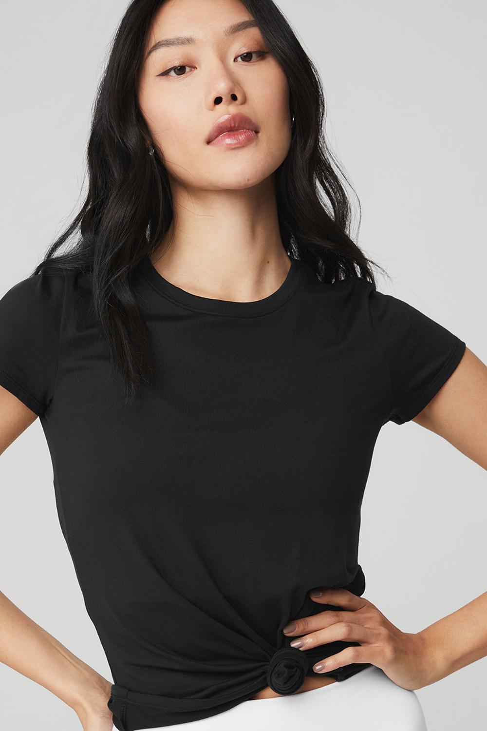 Camisetas Running Alo Yoga Alosoft Finesse Mujer Negras | España  KGTS-59701