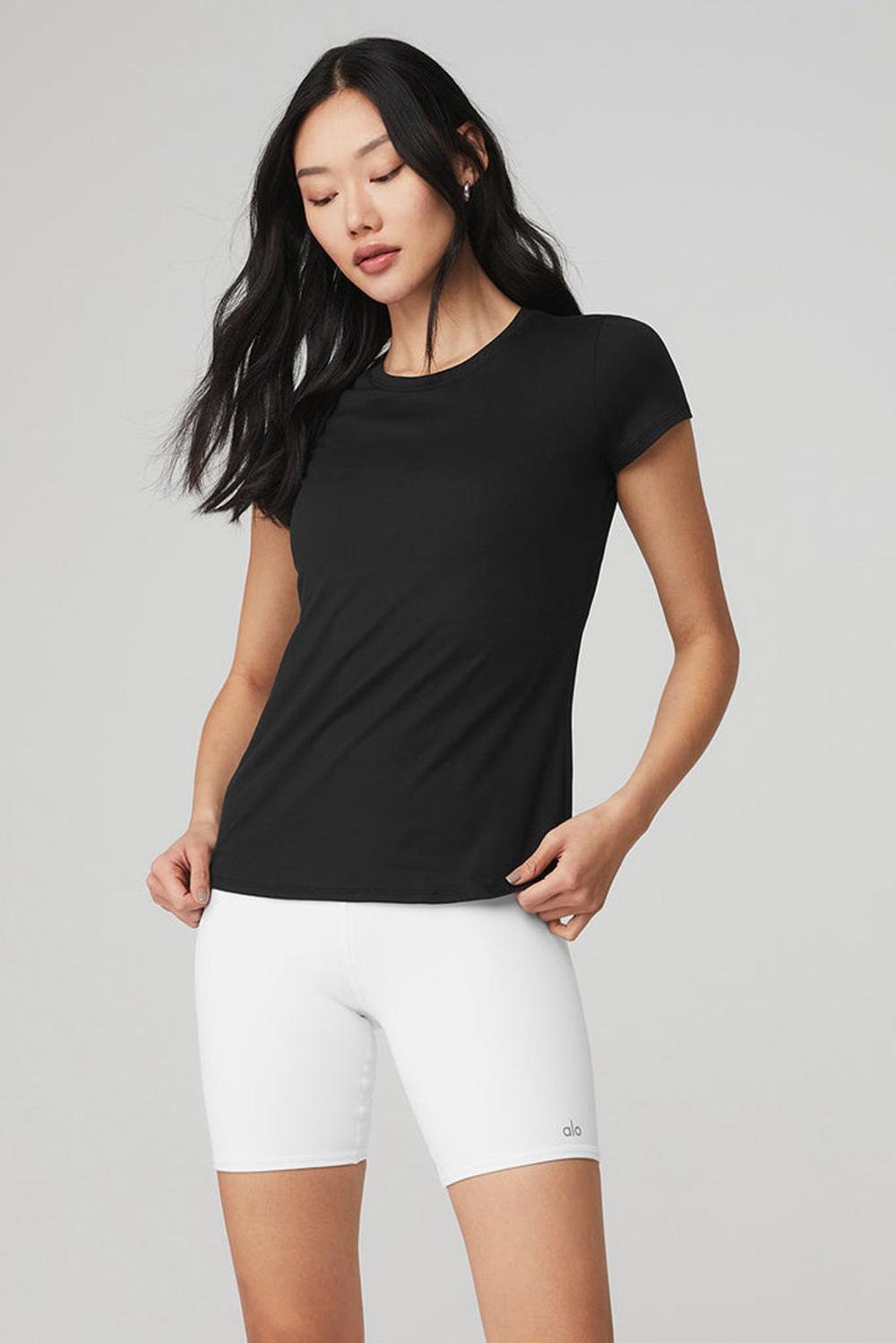 Camisetas Running Alo Yoga Alosoft Finesse Mujer Negras | España  KGTS-59701