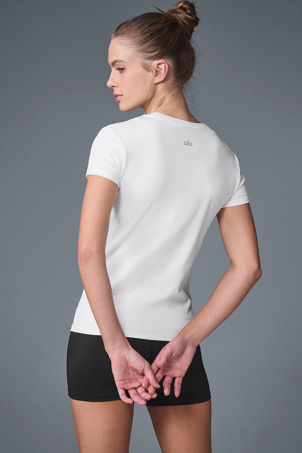 Camisetas Running Alo Yoga Alosoft Finesse Mujer Blancas | España  XDFR-87136