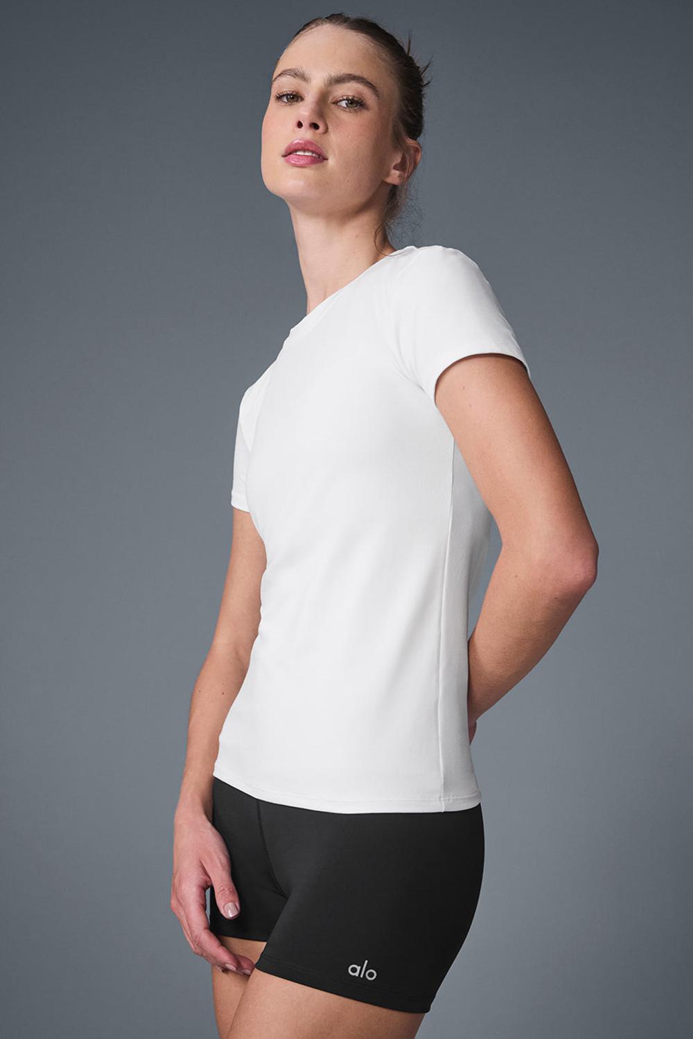 Camisetas Running Alo Yoga Alosoft Finesse Mujer Blancas | España  XDFR-87136