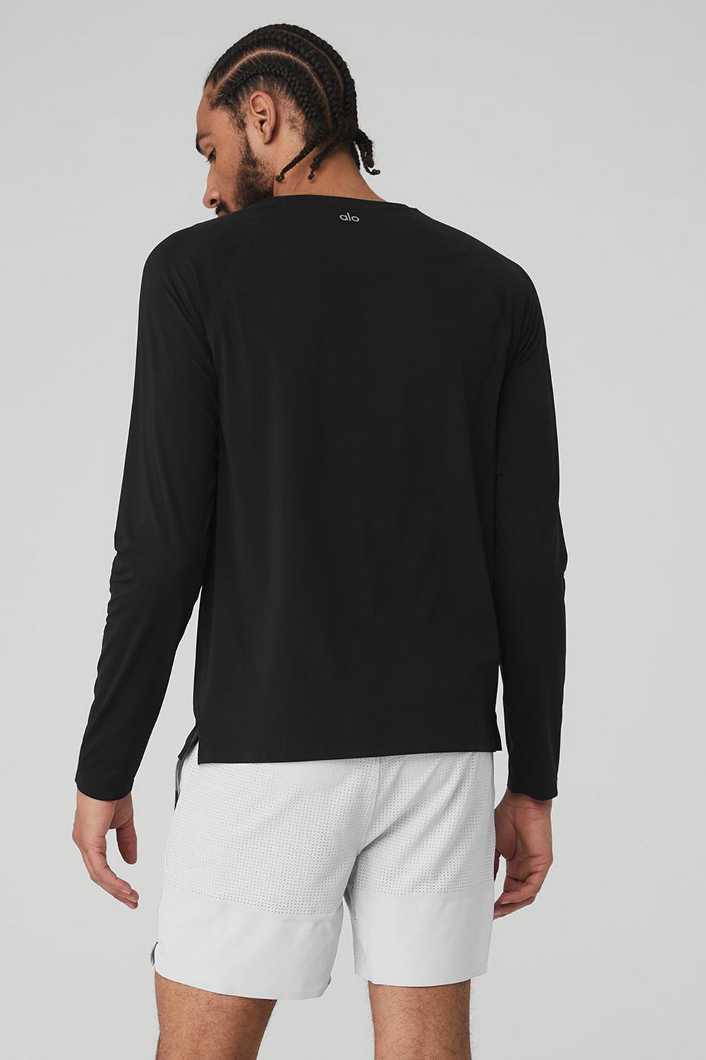 Camisetas Running Alo Yoga Idol Long Sleeve Performance Hombre Negras | España  DJHO-59043