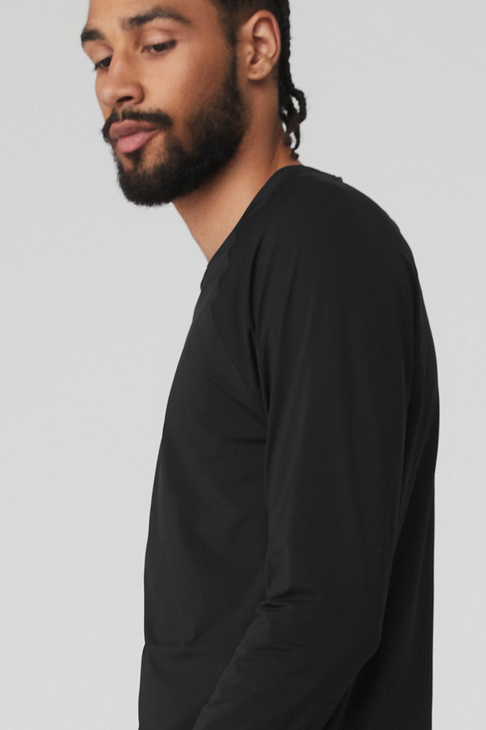 Camisetas Running Alo Yoga Idol Long Sleeve Performance Hombre Negras | España  DJHO-59043