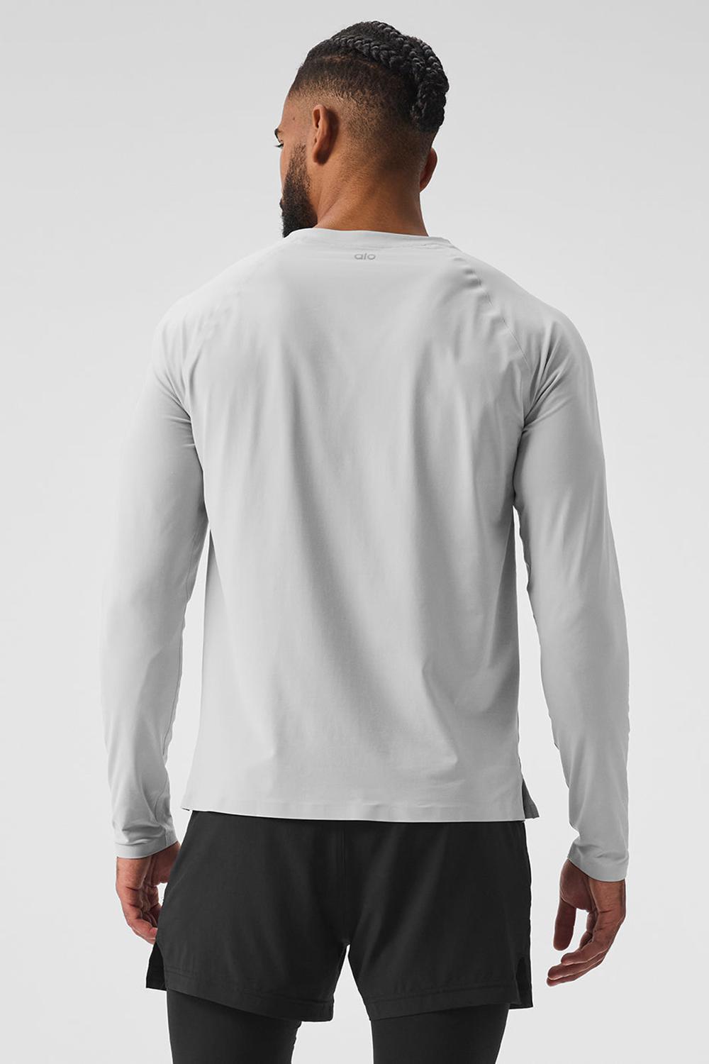 Camisetas Running Alo Yoga Idol Long Sleeve Performance Hombre Titanium | España  IOJR-46512