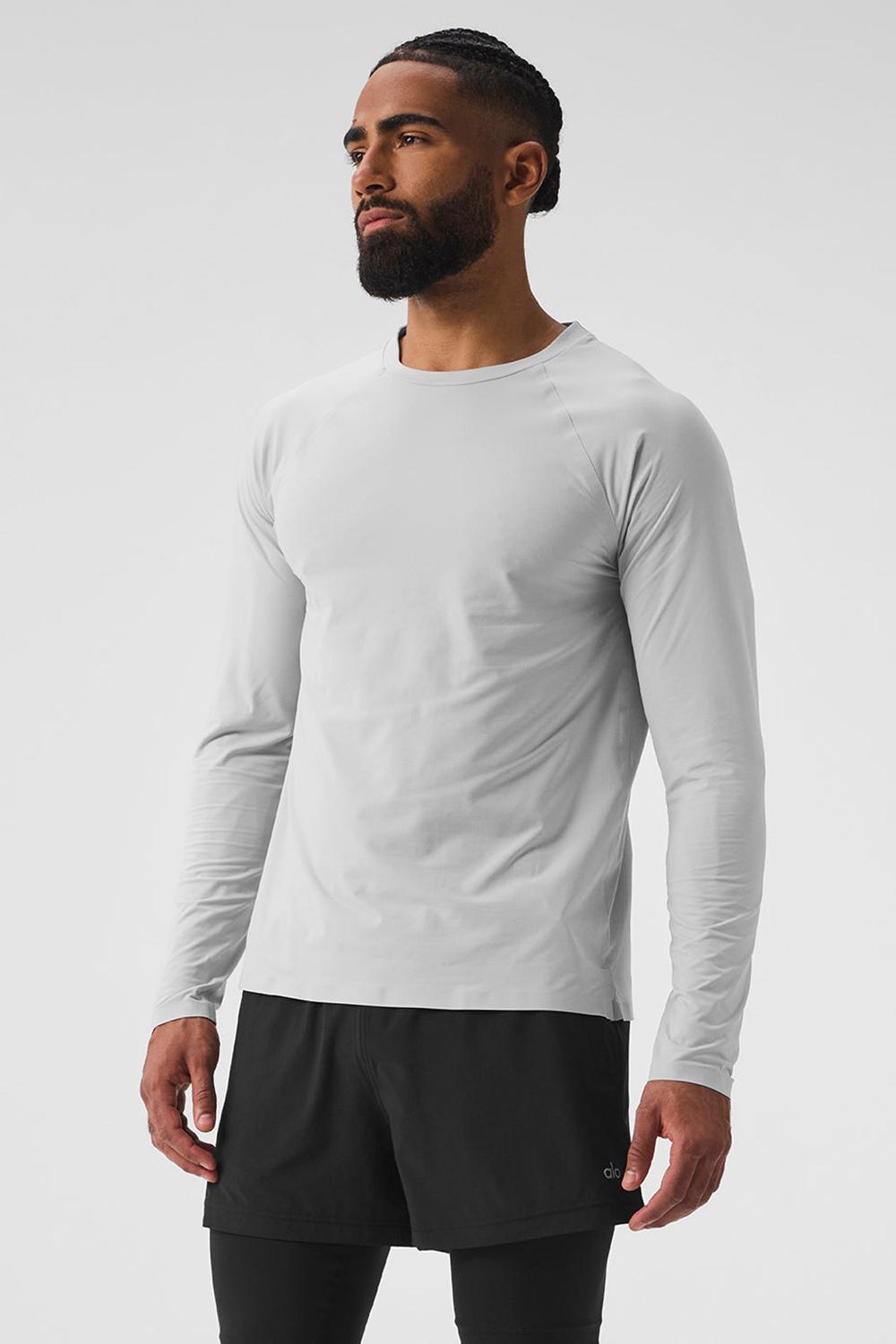 Camisetas Running Alo Yoga Idol Long Sleeve Performance Hombre Titanium | España  IOJR-46512