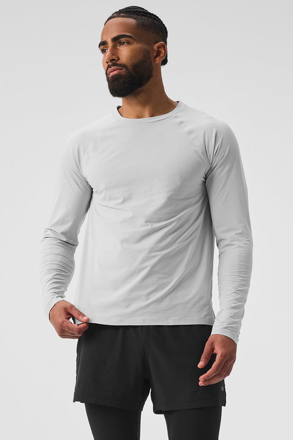 Camisetas Running Alo Yoga Idol Long Sleeve Performance Hombre Titanium | España  IOJR-46512