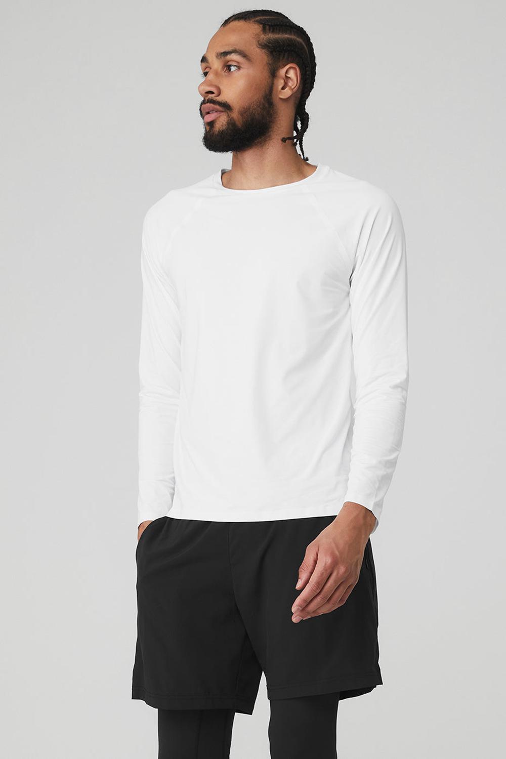 Camisetas Running Alo Yoga Idol Long Sleeve Performance Hombre Blancas | España  MSOT-40918