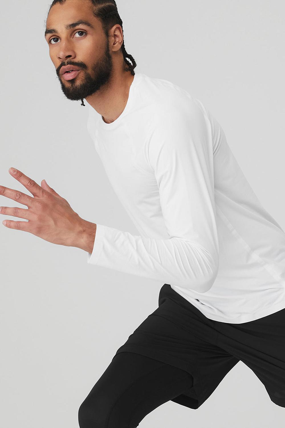 Camisetas Running Alo Yoga Idol Long Sleeve Performance Hombre Blancas | España  MSOT-40918