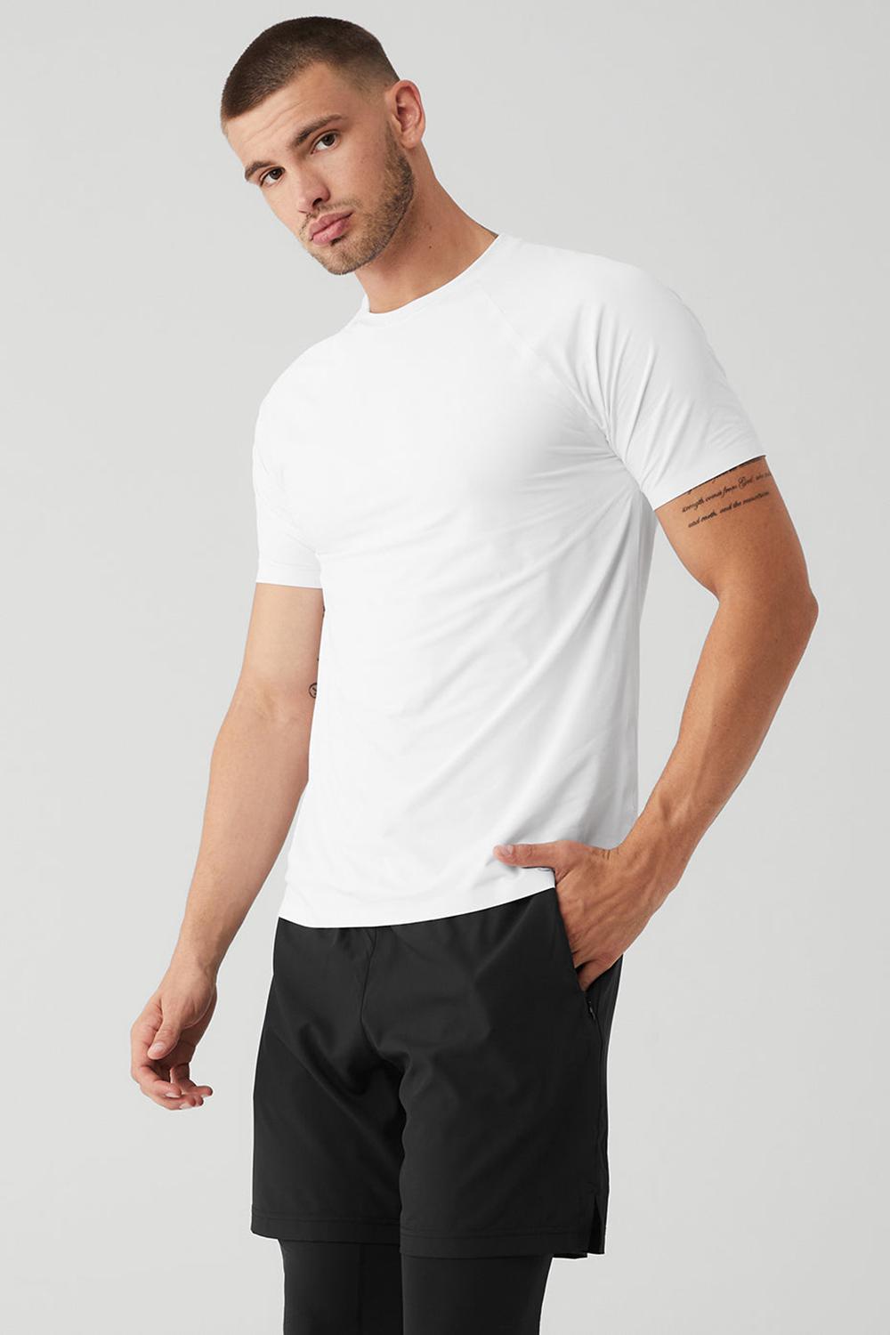 Camisetas Running Alo Yoga Idol Performance Hombre Blancas | España  YAHE-97841