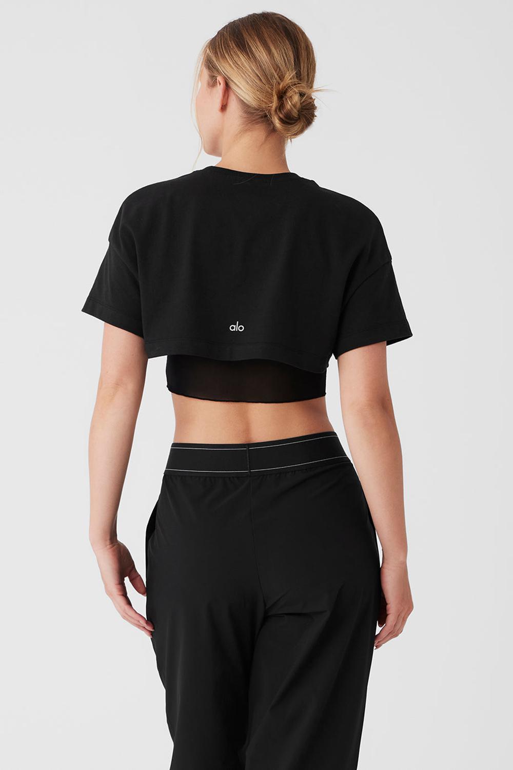 Camisetas Running Alo Yoga Made You Look Cropped Short Sleeve Mujer Negras | España  NGDR-20186