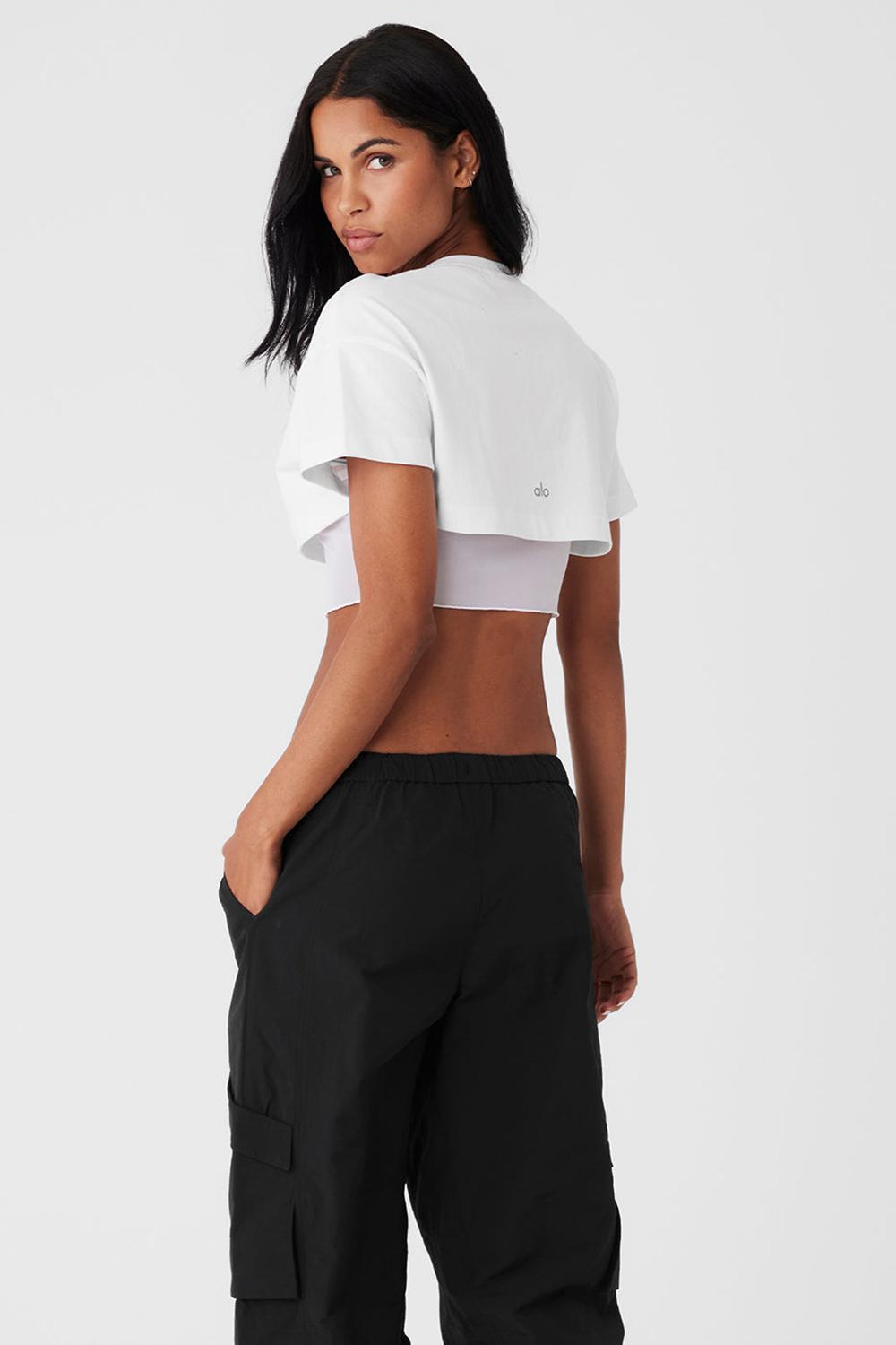 Camisetas Running Alo Yoga Made You Look Cropped Short Sleeve Mujer Blancas | España  FWTV-65083