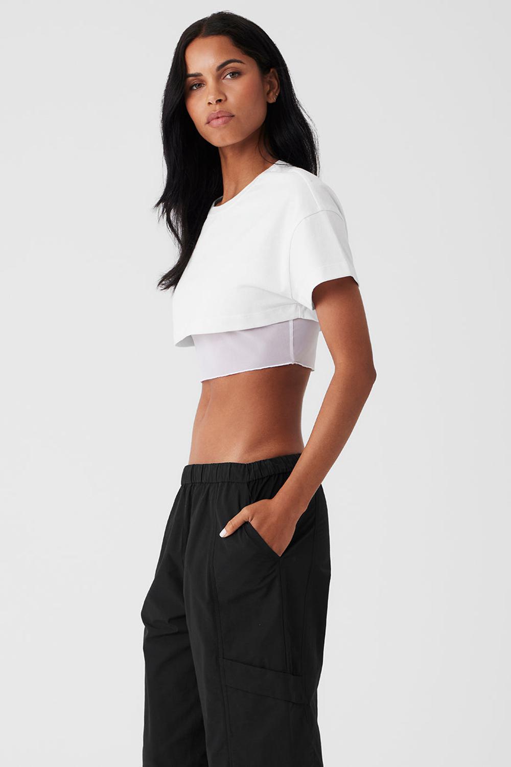 Camisetas Running Alo Yoga Made You Look Cropped Short Sleeve Mujer Blancas | España  FWTV-65083