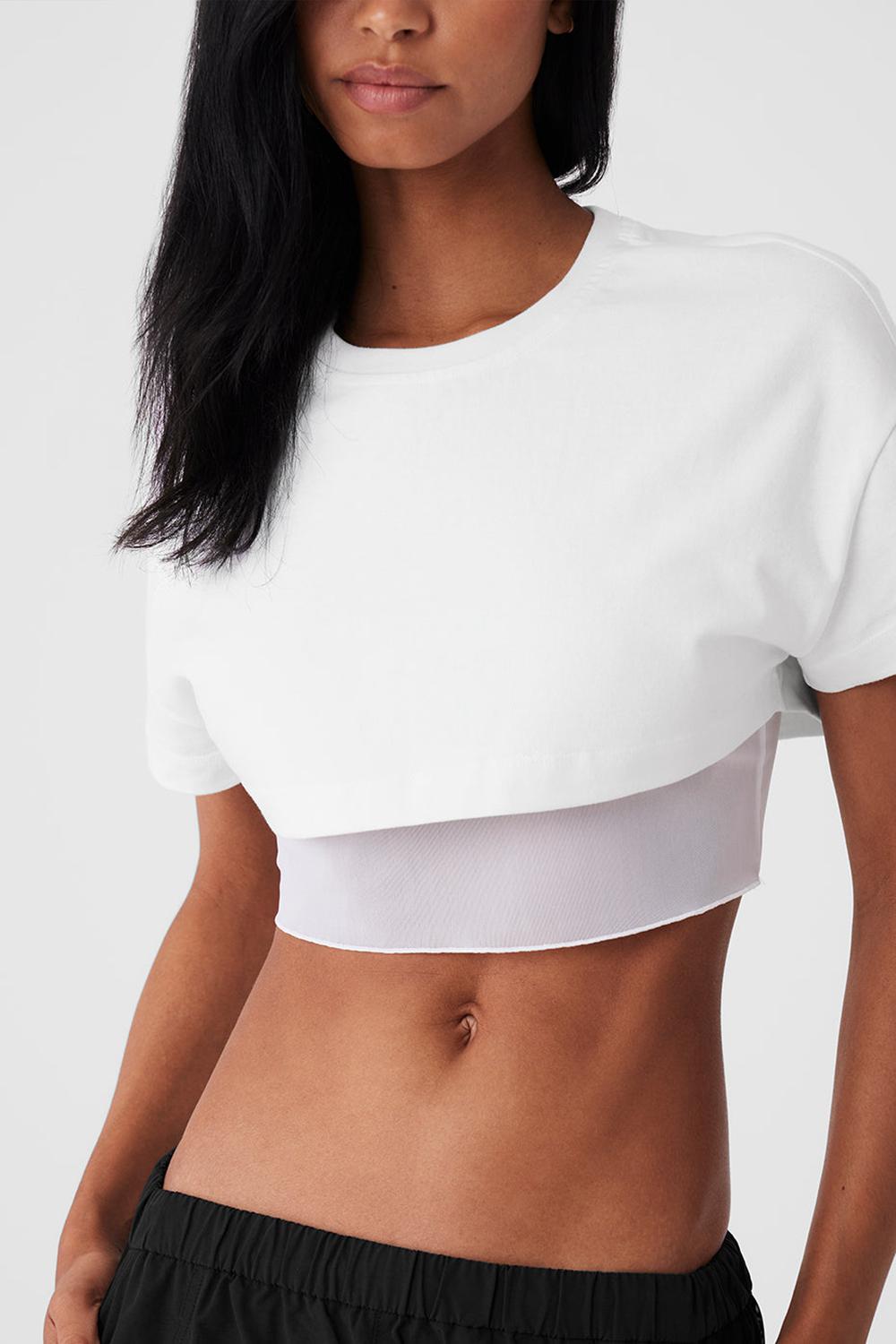 Camisetas Running Alo Yoga Made You Look Cropped Short Sleeve Mujer Blancas | España  FWTV-65083