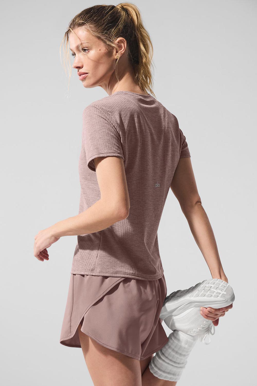 Camisetas Running Alo Yoga Ribbed Sea Coast Mujer Mushroom Heather | España  PRXI-82046