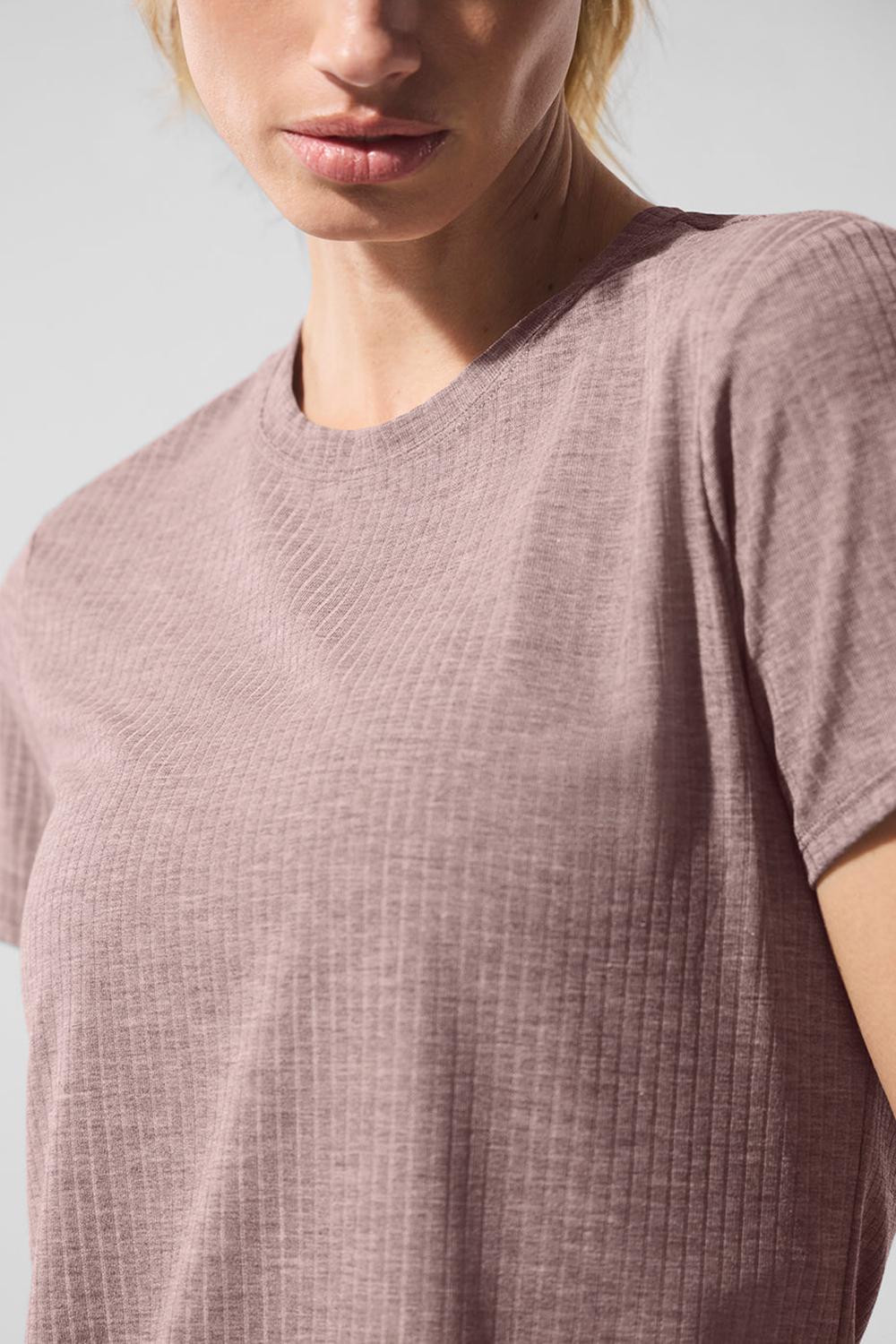 Camisetas Running Alo Yoga Ribbed Sea Coast Mujer Mushroom Heather | España  PRXI-82046