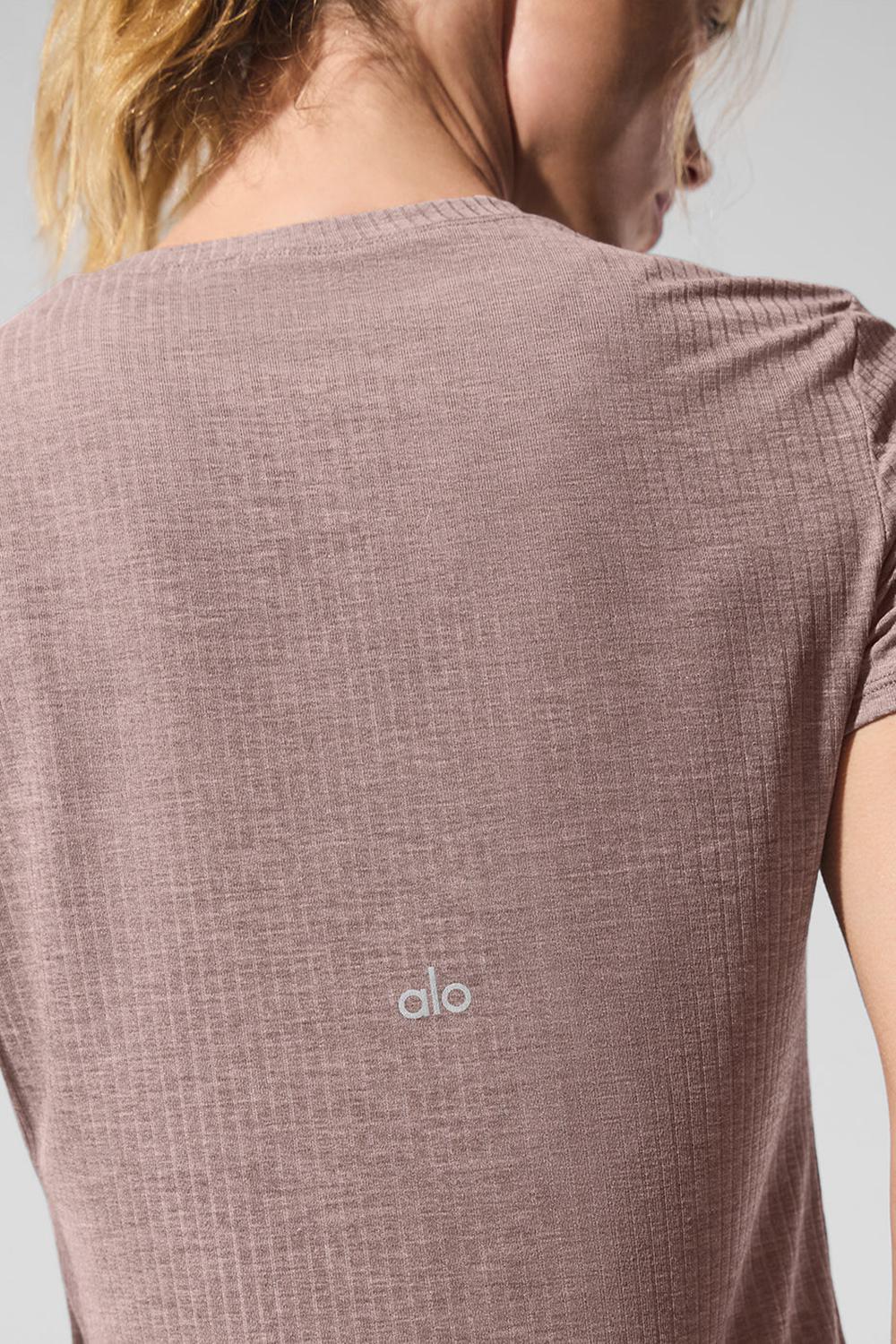 Camisetas Running Alo Yoga Ribbed Sea Coast Mujer Mushroom Heather | España  PRXI-82046
