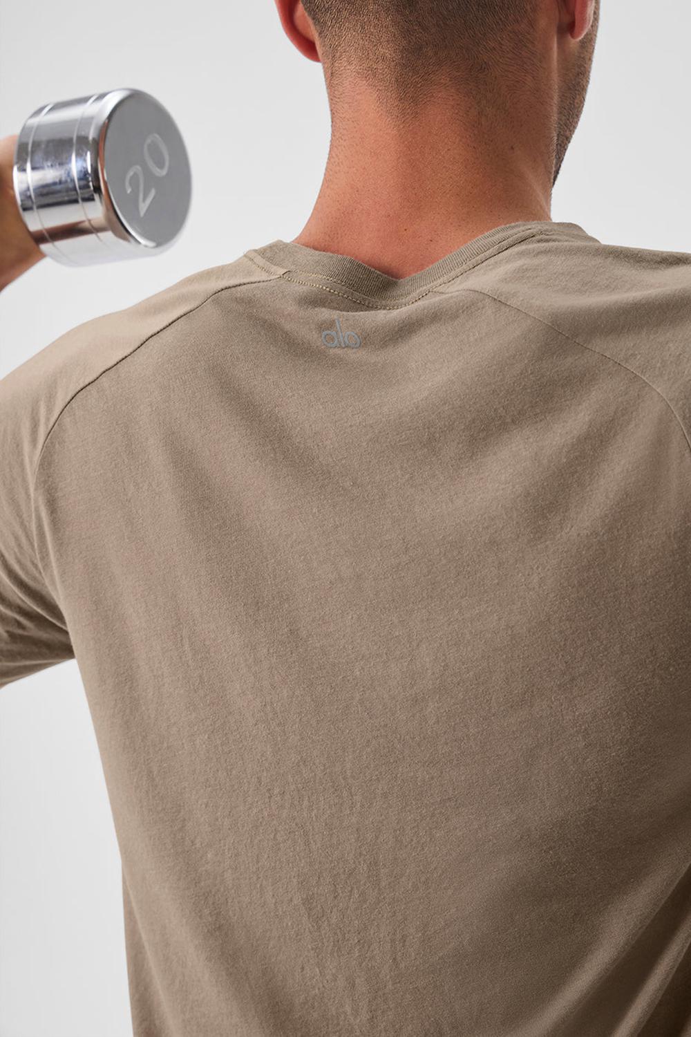 Camisetas Running Alo Yoga The Triumph Crew Neck Hombre Gravel | España  LVDU-47302