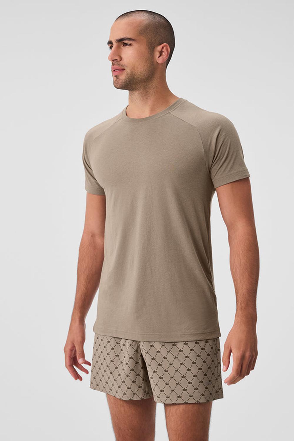Camisetas Running Alo Yoga The Triumph Crew Neck Hombre Gravel | España  LVDU-47302