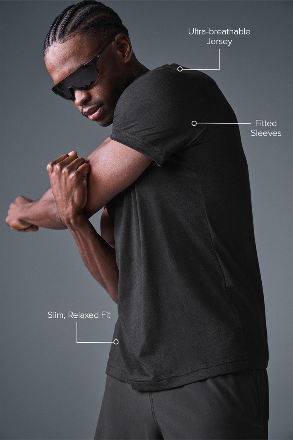 Camisetas Running Alo Yoga Triumph Hombre Negras | España  XFOH-46789