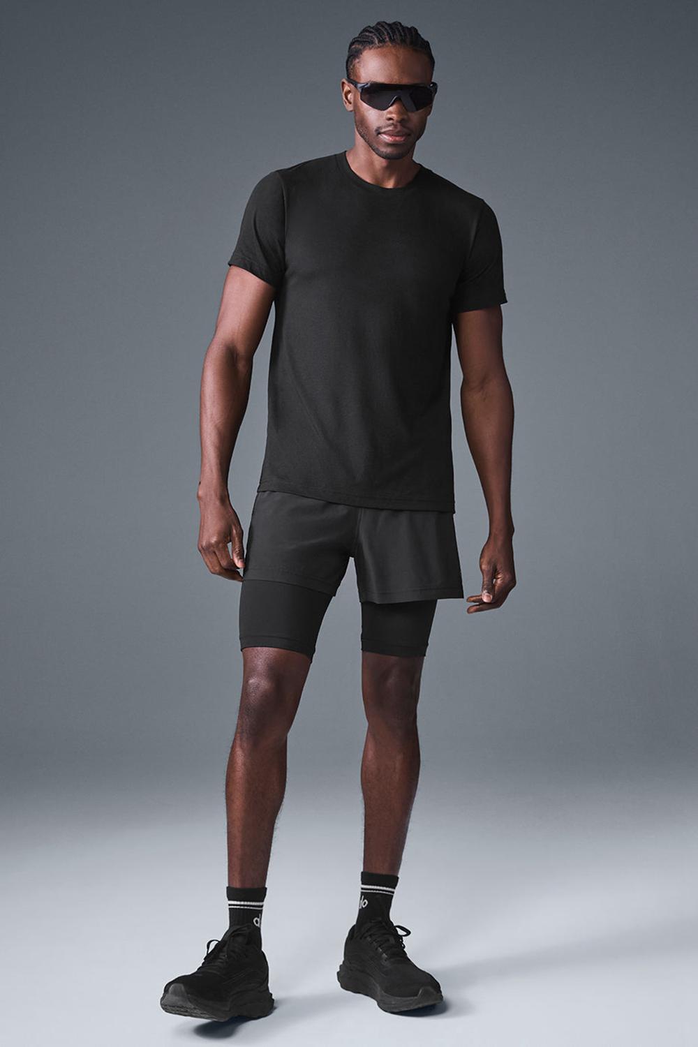 Camisetas Running Alo Yoga Triumph Hombre Negras | España  XFOH-46789