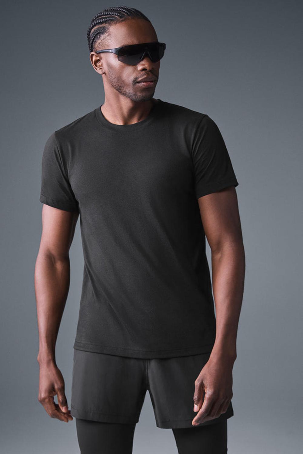 Camisetas Running Alo Yoga Triumph Hombre Negras | España  XFOH-46789