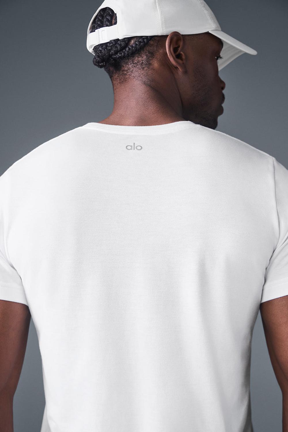 Camisetas Running Alo Yoga Triumph Hombre Blancas | España  AYBM-84256