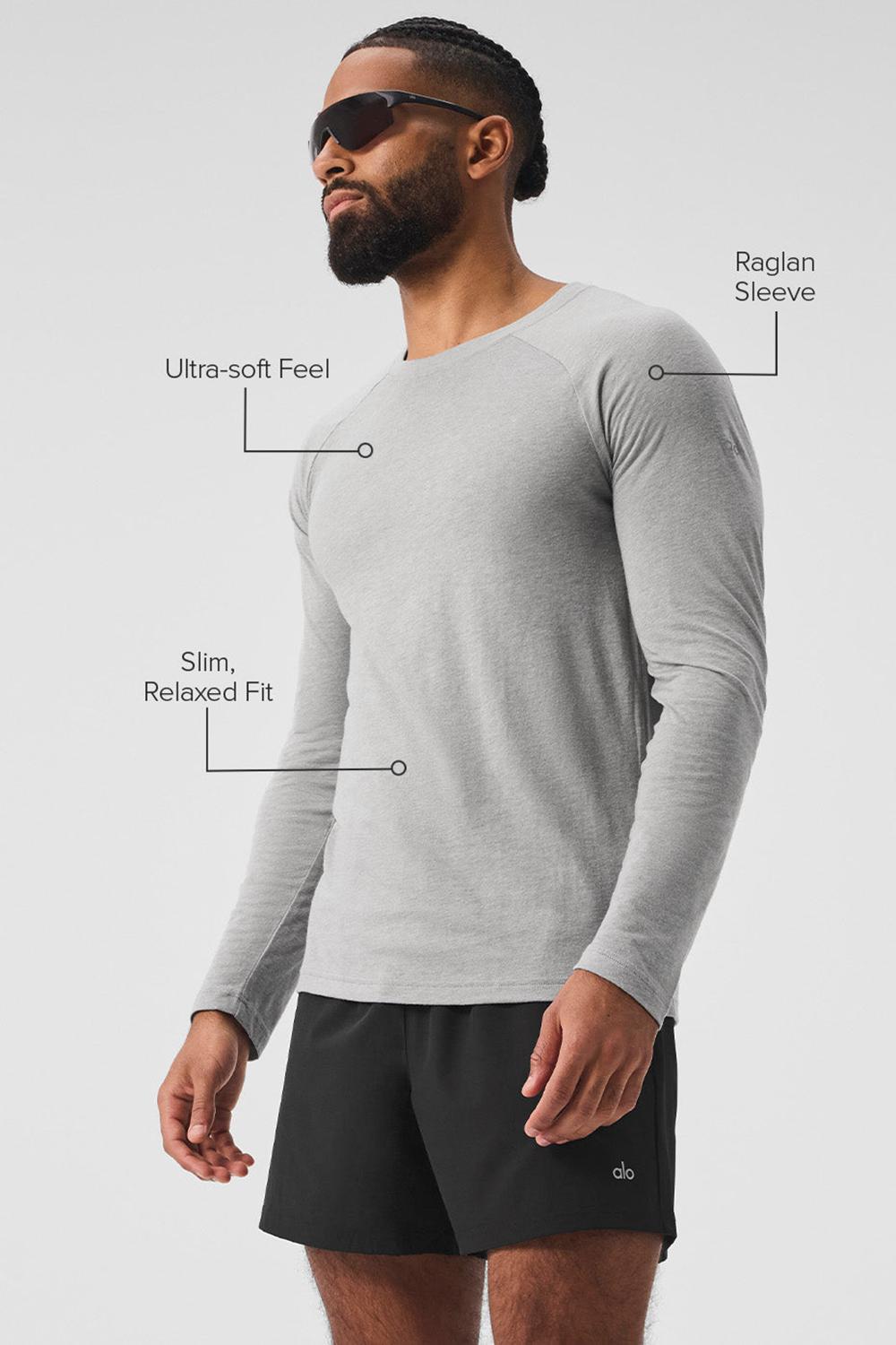 Camisetas Running Alo Yoga Triumph Long Sleeve Hombre Gris | España  EGCQ-48369