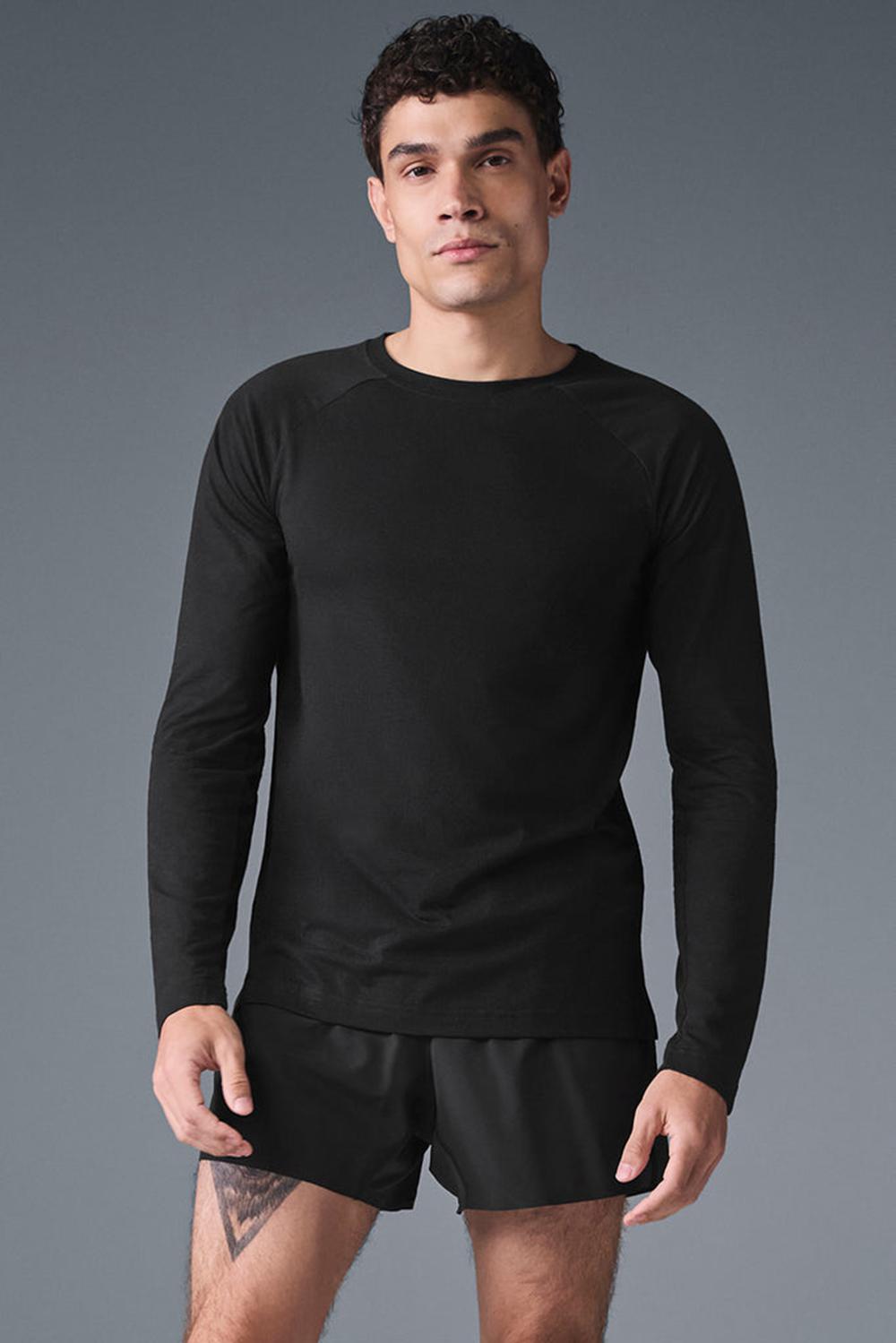 Camisetas Running Alo Yoga Triumph Long Sleeve Hombre Negras | España  XCSE-19637
